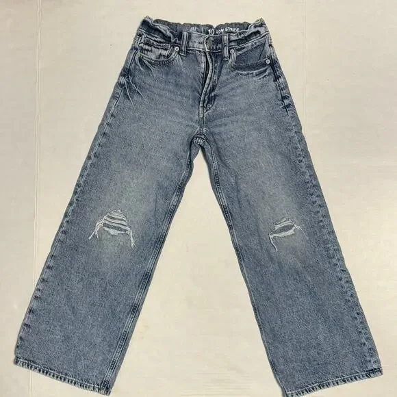 Gap Kids Lot of 2 Girl 10 Low Stride Jeans Embroidered Distressed School Casual - Picture 1 of 16